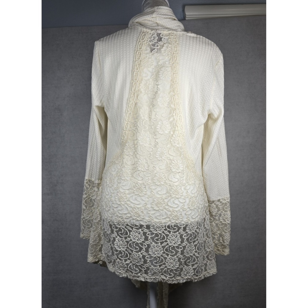 Knox Rose Womens S Sweater/Wrap Ivory Open Front Lace/Crochet Cottage Feminine - Picture 2 of 16